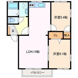 カーサ江島Ｅ棟の物件間取画像